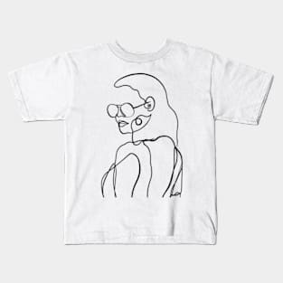 Women minimalistic one line art Kids T-Shirt